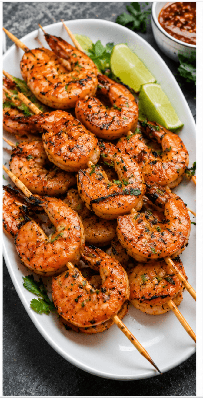 Brochettes de gambas grillées